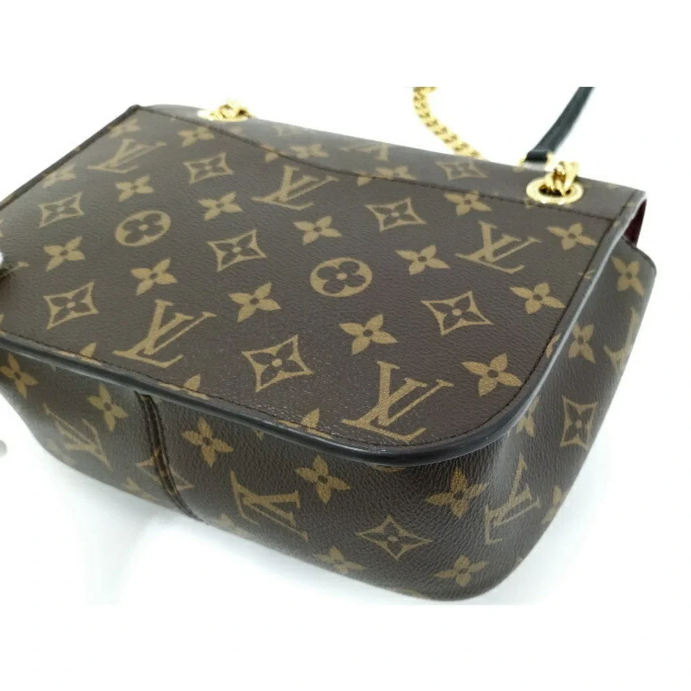 Louis Vuitton Monogram Canvas Shoulder Bag with Gold Hardware and Black Strap